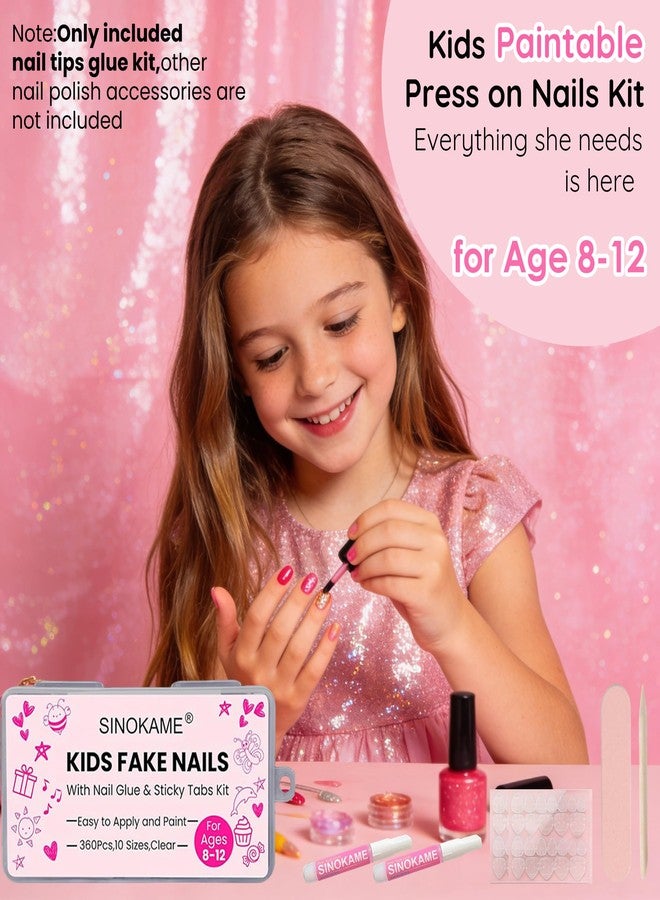 SINOKAME Kids fake nails,SINOKAME Short Oval Clear Nail Tips Glue on Nails With Glue &Sticky Tabs for 8-12 Years,Kids Press On Nails for Little Girls Full Cover Fake Nails Decoration,10 Sizes 360Pcs - Image 2